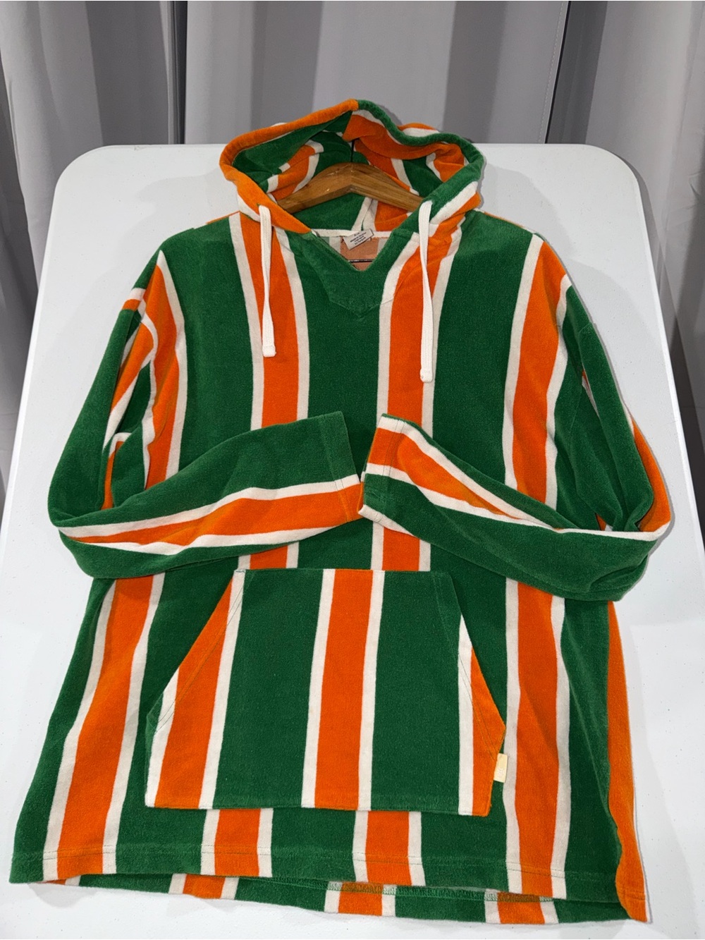 Urban Outfitters Green Orange White Striped Crewneck Hoodie